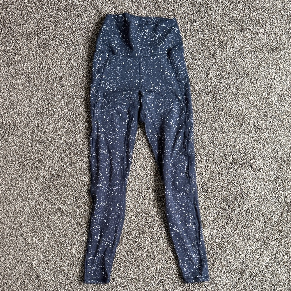 Senita Shakti leggings in navy blue paint splatter